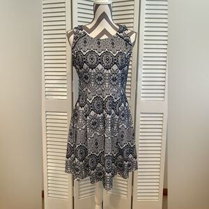 My Michelle - White with Blue Lace Dress - Sleeveless - Size: Large